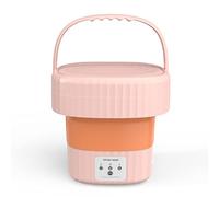 Mini Machine à Laver, Cuve à Linge Pliable de 6L Portable, Petite machine à laver pour les vêtements de bébé, les sous-vêtements ou les petits articles, Plat, Dortoir, Camping, VR Travel Laundry, Rose