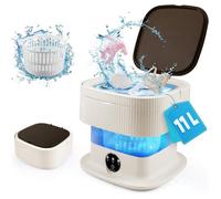 Mini machine à laver de camping, 12 l, 2 kg,petite machine à laver avec panier de séchage amovible, portable pour le voyage (Kaki)