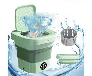 Mini Machine à Laver Pliable, 8L Portable Mobile Machine à Laver à Ultrasons, Petit Lave-Mains avec Sèche-linge pour Camping, Voyage, 3 Modes de Nettoyage, Capacité de