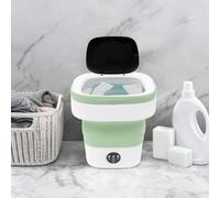 Mini machine à laver portable, 12 l, pliable, prise UE, 3 programmes, vert | Silencieux, ABS/PP, moteur en cuivre, 1,6 kg, il y a un panier de vidage, pour vêtements de bébé et de vêtements pour les