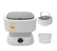 Mini machine à laver portable, 15 L - Mini laveuse et sèche-linge de voyage pliable - Machine à laver et sèche-linge portables pour appartement (gris)