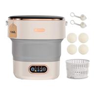 Mini machine à laver portable, 16 L, petite machine à laver pour appartements, voyages et camping-car, machine à laver portable pliable pour sous-vêtements et vêtements de bébé (blanc)