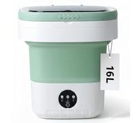 Mini machine à laver portable 16 L pliable avec panier d'essorage, 3 modes pour voyage et petits espaces (vert)