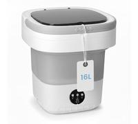 Mini machine à laver portable 16 L pliable avec panier d'essorage, 3 modes pour voyage et petits espaces (gris)