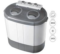 Mini Machine à Laver Portable Camping 3Kg Lavage 1Kg Centrifugeuse 2 Compartimen Briebe WM1140 190 W Blanc/Gris 00768