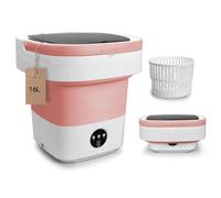 Mini machine à laver portable, laveuse et sèche-linge pliable de 16 L avec 3 modes de nettoyage en profondeur, petit linge pliable amélioré pour hôtel, appartement, maison et voyage - Rose