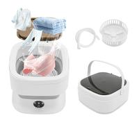 Mini machine à laver portable pliable 10 l - Petite machine à laver de camping avec tuyau d'évacuation et égouttoir - Semi-automatique - Pour serviettes de bain, sous-vêtements, vêtements de bébé