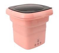 Mini Machine à Laver Portable Pliable avec Moteur à Grande Vitesse pour les Voyages en Camping-car et la Lessive en Appartement (Rose)