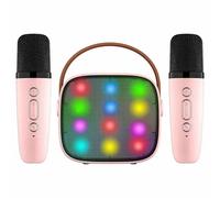 Mini Machine De Karaok¿¿ Bluetooth Avec 2 Microphones",Haut-Parleur Portable Pour Enfants De 4 ¿¿ 12 Ans,Cadeau D'anniversaire,Chant ¿¿ Domicile,"Ktv - Type Pink 2 Mic