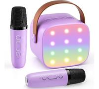 Mini Machine de karaoké avec 2 Microphones sans Fil, Machine de karaoké Bluetooth Portable pour Enfants 2026, Cadeau de Noël et d'anniversaire pour Filles, garçons et Adultes, idéale pour Les fêtes à