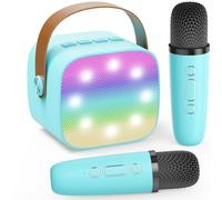 Mini Machine de karaoké avec 2 Microphones sans Fil, Meilleure Machine de karaoké Bluetooth Portable pour Enfants 2025, pour Noël ou Un Anniversaire, ou pour Une fête à la Maison Adultes (Bleu)