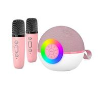 Mini Machine De Karaoké Avec 2 Micros, Microphone Bluetooth Portable, Jouets De Chansons Avec Lumière Led, Noël Bir