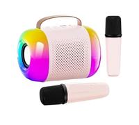Mini Machine De Karaoké For Enfants Et Adultes, Haut-parleur Bluetooth Portable Avec 2 Microphones Sans Fil Lumières LED Colorées Captation Sonore Claire