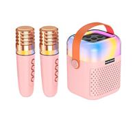 Mini machine de karaoké - Haut-parleur sans fil pour chanter avec 2 microphones - Pour karaoké - Pour patio, jardin, extérieur, fête, réunion, maison, performance scène