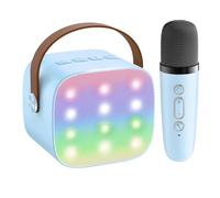 Mini Machine De Karaoké Portable Bluetooth 5.3 PA Avec 2 Microphones Sans Fil For La Maison, Le Chant En Famille, Cadeau K12(Blue 1 mic)