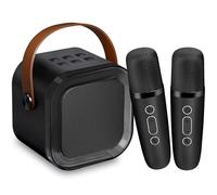 Mini Machine de Karaoké pour Enfants avec 2 Microphones, Microphone Portable pour Enfants Cadeau 3-12 Ans, Microphone pour Enfants avec 5 Voix Magiques, Jouet pour Garçons pour Fêtes, Camping, Voyages