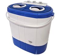 Mini Machine Laver Portable Camping 3Kg Lavage 1Kg Centrifugeuse 2 Compartimen Briebe WM1140 190 W BlancBleu 00768