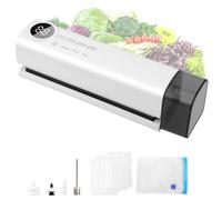 Mini Machine sous Vide Alimentaire avec Pompe Externe et gonflage 5 Sacs sous Vide, 3-en-1 Machine a Sceller Sachet pour Conservation et Le Stockage des Aliments, Portable Pompe à Air (Beige)