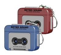 Mini magnétophone en plastique porte-clés 2 pièces enregistrable rétro mini lecteur de cassette porte-clés avec lecteur de microcassette musique pour sacs à dos sacs à main cadeaux