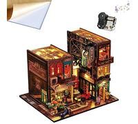 Mini maison de poupée 3D en bois avec couvercle anti-poussière et mouvement musical, kit de maison de poupée, idée créative pour cadeau de Saint-Valentin ou d'anniversaire (Scarborough)