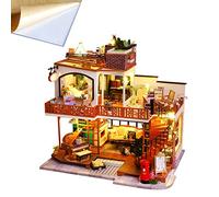 Mini maison de poupée 3D en bois avec housse anti-poussière et mouvement musical, kit de maison de poupée miniature à faire soi-même, idée de chambre créative pour cadeau de Saint-Valentin ou