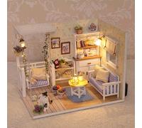 Mini maison de poupée chaton, Puzzle 3D, Kit de construction de maquettes, décoration créative de chambre à coucher avec meubles, cadeaux artisanaux en bois QT-048 with cover