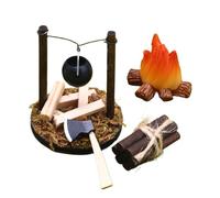 Mini maison de poupée en bois pour feu de camp - Figurine jouet de feu, meubles de jeux de fiction | Décoration de maison de poupée, faux feu de camp et durev