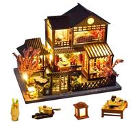 Mini maison de poupée miniature en bois de style japonais, kit de construction de villa, modèle 3D, cadeau créatif pour amis et parents