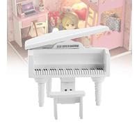 Mini Maison de Poupée Piano avec Tabouret, Taille 1:12 (White) | Matériau en bois durable, Belle apparence, Idéal pour les enfants, Pratique à transporter