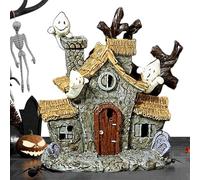 Mini Maison Hantée D'Halloween - Ville Effrayante Illuminée | Décoration Spectrale Pour Table, Bureau, Étagère Ou Lieu De Travail | Accent De Maison Infestée Illuminé Pour Les Fêtes Hommes Et Don
