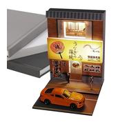 Mini Maisons de Simulation - Restaurant d'angle Japonais 1:64, Maison de Faite à la Main pour modélisation architecturale, scène éclairée, pièce d'exposition raffinée avec Panneaux Lumineux, AC