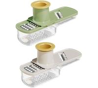 Mini mandoline 2 pièces, 3 en 1 - Éplucheur à gingembre et à ail, hachoir à légumes avec récipient