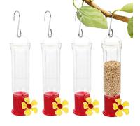 Mini mangeoire pour colibri - Station extérieure transparente de 120 ml, mangeoires transparentes anti-fourmis et abeilles, crochets de suspension en acier | Solution d'alimentation décorative pour