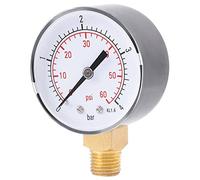 Mini Manomètre Basse Pression, Manomètre Mécanique à Double échelle Manomètre de Piscine 1/4 pouces NPT pour Mazout Huile ou Eau 0-4 bar / 0-60 psi NPT
