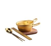 Mini marmite à nouilles, ustensiles de cuisine, Pot de Camping Ramen, Double oreilles avec couvercle, marmite à nouilles(Bowl and tableware 2)