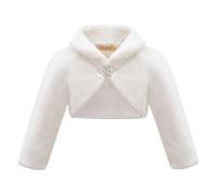 Mini Mart Online Limited Filles' Boléro en Fausse Fourrure - Élégant Shrug à Manches Longues avec Fermoir à Strass pour Mariages, Fêtes et Occasions Spéciales - Disponible en Blanc et Ivoire, ivoire