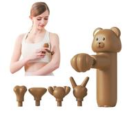Mini Massage Gun with Bear Design,MINI Cartoon Fascia Gun,Portable Deep Tissue Percussion Massager,5 Interchangeable Heads, 4-Speed Regulation,Quiet Muscle Massager for Home, Office & Travel (Brown)