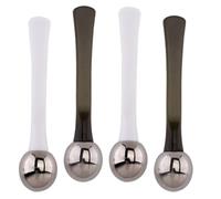 Mini Masseur Yeux 4 Pièces en Alliage de Zinc, Blanc | Application sans Doigt, Design Compact à Double Embout, Rinçage Facile, pour Soins Maison et Voyage