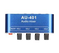 Mini Mélangeur Audio Stéréo 4 en 1, DC 5V-12V 3,5 Mm DIY Headset Sound Selector Amplifier, Tableau de Commande Indépendant, pour Clubs Bars Stage. Bleu