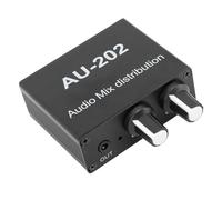Mini Mélangeur Audio Stéréo, Mélangeur Stéréo 2 Entrées 2 Sorties Jack 3,5 Mm Compatible avec Micro, Bouton D'amplificateur de Volume de Guitare Mélangeant la Sortie Audio vers