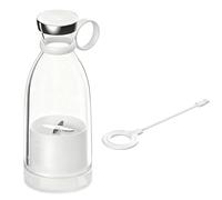 Mini mélangeur portable, rechargeable par USB, 350 ml, mini mélangeur avec quatre lames, chargement sans fil, matériau PCTG de qualité alimentaire pour milkshakes et smoothies, blanc