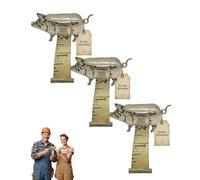 Mini-mètre à ruban inspiré des objets anciens, ruban à mesurer rétractable vintage en métal en forme de cochon pour la couture, l'artisanat, les projets de bricolage et les accessoires (3pcs)