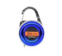 Mini mètre ruban porte-clés 2 m rétractable en fibre de verre avec mousqueton et clip portable pour camping et construction en plein air (bleu)