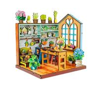 Mini meubles de maison de poupées pour chambre de fleurs, maison de poupée de jardin miniature à monter soi-même, kit de modèle de puzzle avec lumière LED, échelle 1:24, pièce créative, cadeau