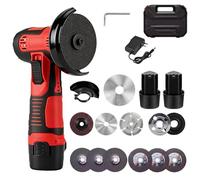 Mini meuleuse d'angle avec 2 batteries de 1200 mAh, meuleuse d'angle professionnelle sans fil avec 6 disques à tronçonner, pour couper, polir, poncer et dérouiller