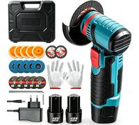 Mini-meuleuse d'angle sans fil 12V, outil de meulage électrique portable avec 2 batteries, disque de coupe et de polissage, gants de sécurité, boîte de rangement pour outils électriques pour le métal