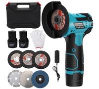 Mini Meuleuse D'Angle Sans Fil, 19500RPM 12V Professional Disqueuse avec 2 batteries1500mAh, 6 Disques à Tronçonner 78mm, Meuleuse d'angle pour Meuler et Polir, Couper