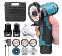 Mini Meuleuse D'Angle Sans Fil 19500RPM 12V Professional Disqueuse Sans Fil avec 2 batteries 2000mAh, 6 Disques à Tronçonner 76mm, Meuleuse d'angle pour Meuler et Polir, Couper