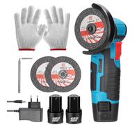Mini Meuleuse Sans Fil 19500RPM 12V Professional Disqueuse, Batterie 2.0Ah, Disques à Tronçonner 76mm, Meuleuse Angulaire pour Meulage et Coupe (2 Batteries)