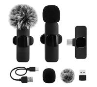 Mini Mic Pro Lot de 2 microphones sans fil Lavalier à clipser pour iPhone Android avec connecteur USB-C/USB/Lightning, réduction du bruit pour enregistrement vidéo, interviews, podcast, vlog